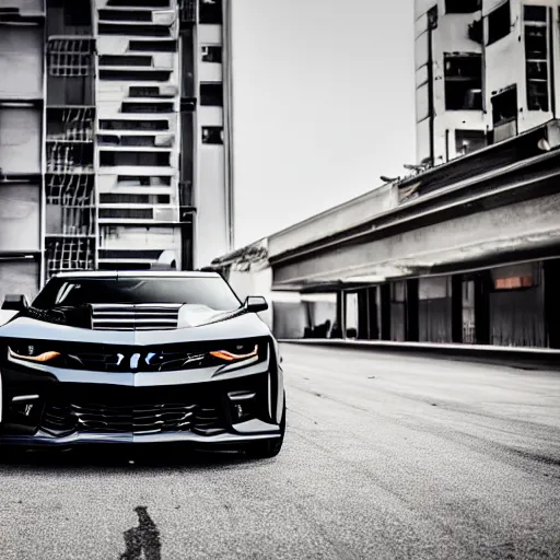 Prompt: Black Chevrolet Camaro LT in Jakarta, Ashpalt 9, Professional Photography, Promotional Photo, 4K