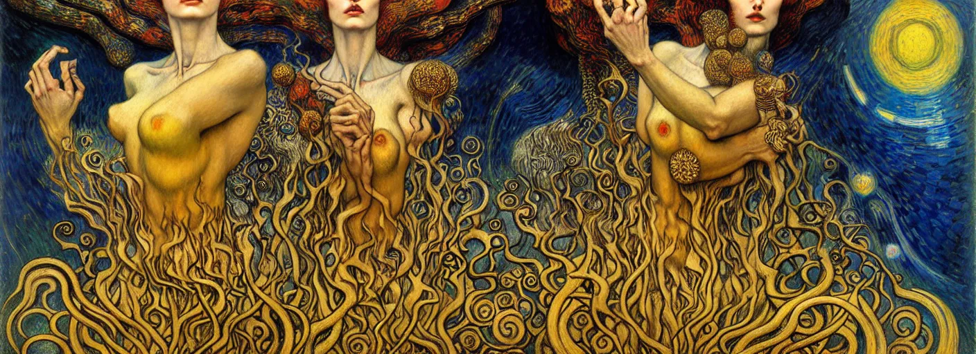 Image similar to Divine Chaos Engine by Karol Bak, Jean Delville, William Blake, Gustav Klimt, and Vincent Van Gogh, symbolist, visionary