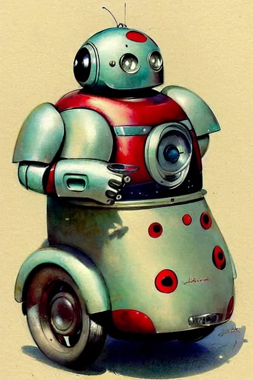 Prompt: ( ( ( ( ( 1 9 5 0 s retro future android robot fat robot ladybug wagon. muted colors., ) ) ) ) ) by jean - baptiste monge,!!!!!!!!!!!!!!!!!!!!!!!!!