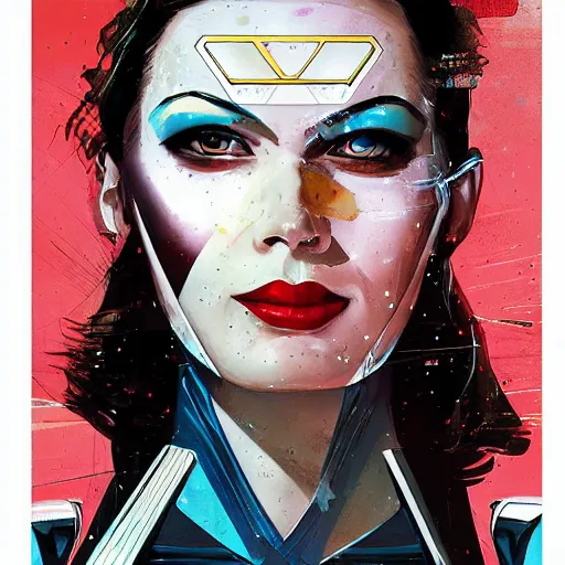 Image similar to portrait of a female android, by MARVEL comics and Sandra Chevrier