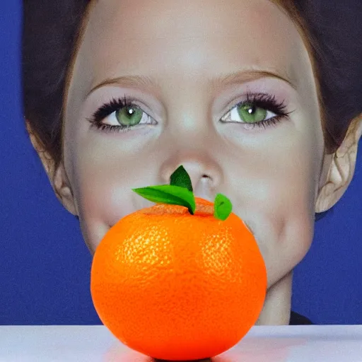 Image similar to an orange with the face of angelina jolie