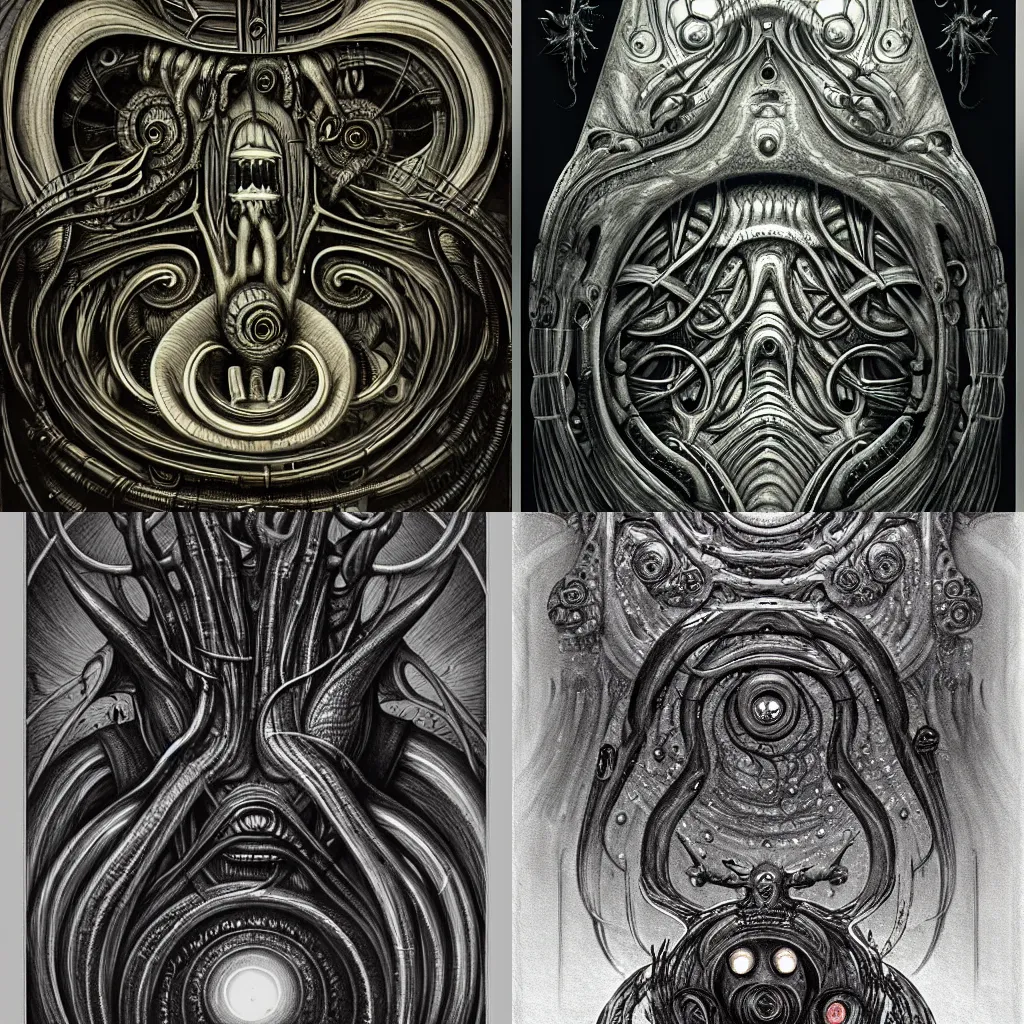 Prompt: Azathoth by H.R. Giger. Behance. Polished.