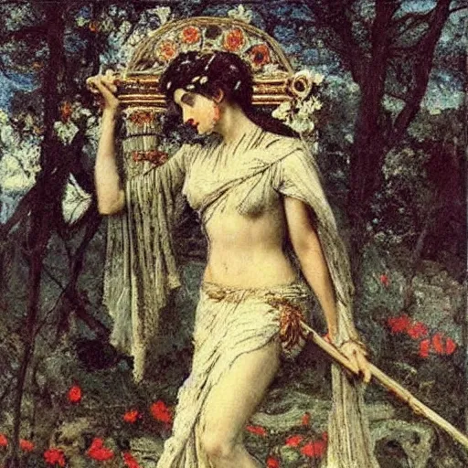 Image similar to persephone as goddess of death alfred stevens