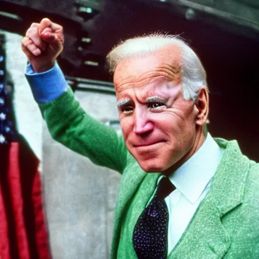 Image similar to joe biden as the riddler in batman 1 9 8 9