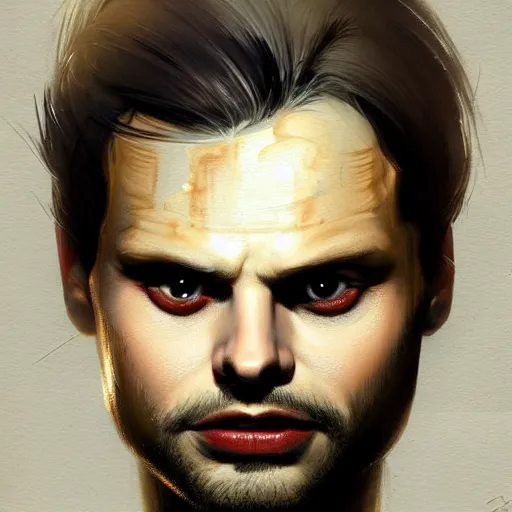 Image similar to flan pudding face sebastian stan as a sentient flan pudding, sebastian stan flan face face spliced with ( ( wibbly wobbly flan pudding facd ) ) ) hybrid humanoid by greg rutkowski