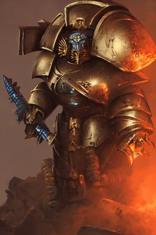 Image similar to armor portrait heros warhammer 4 0 k horus heresy fanart - the primarchs emperor by johannes helgeson animated with vfx concept artist & illustrator global illumination ray tracing hdr fanart arstation zbrush central hardmesh 8 k octane renderer comics stylized