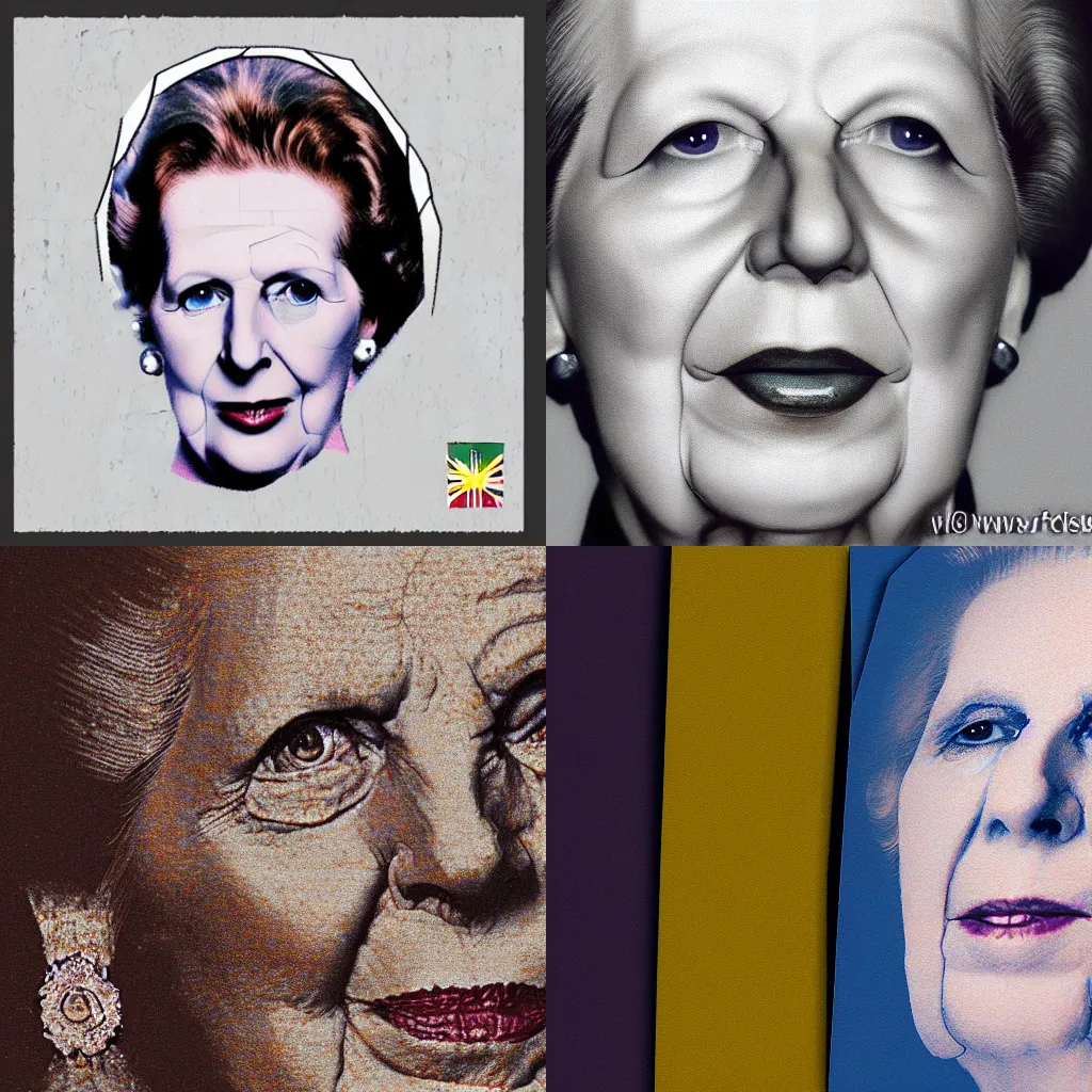 Prompt: face unwrap texture of Margaret Thatcher, UV