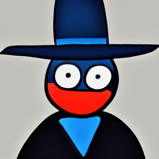 Image similar to blue stickman with hat black background 8 k