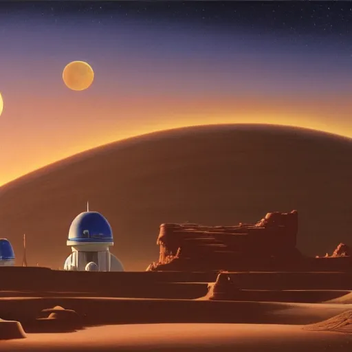 Image similar to a beautiful painting of tatooine in star wars, by ralph mcquarrie, 4 k wallpaper, concept art, illustration, detailed