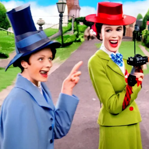 Image similar to a still of from the movie mary poppins crossover with the game pokemon snap