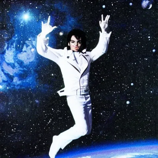 Image similar to michael jackson floating in space