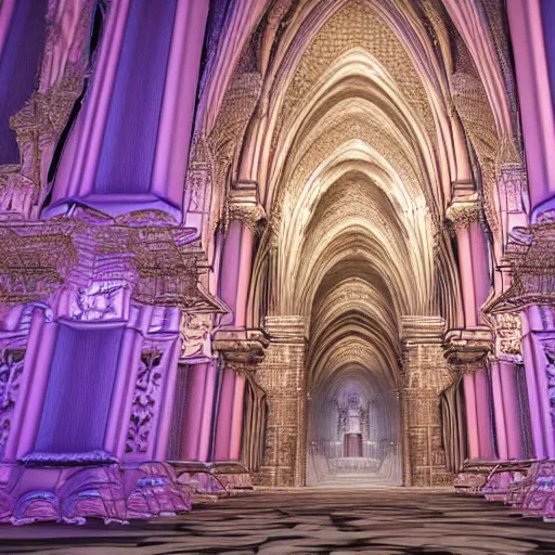 Prompt: a hyperrealistic 3 d render of a delicate ivory sculpture of an ornate detailed cathedral populated by mandelbrot fractals, micro detail, unreal engine, backlit lighting, octane renderer, catholicpunk, colorful, psychedelic, physically based rendering, carved soap, trending on cgsociety