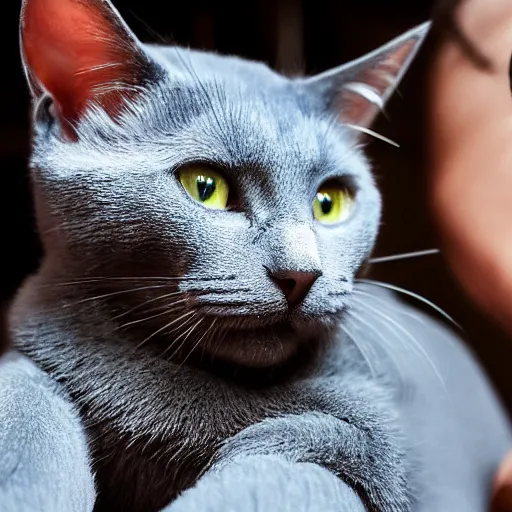 Image similar to photo of russian blue cat getting petted