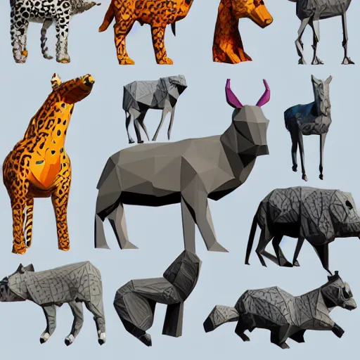 Image similar to low-poly animal 3d model pack