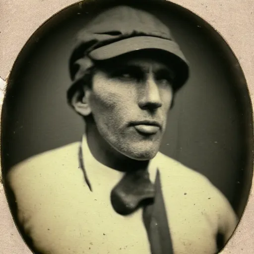 Image similar to daguerreotype photograph of jerma 9 8 5 wearing a ripped t - shirt and a newsboy cap, old photo, vintage, industrial revolution, historical archive, realistic