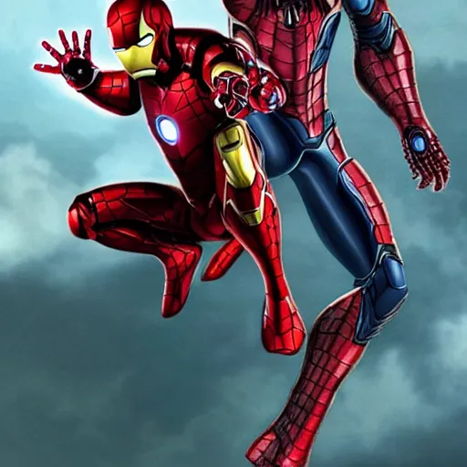 Image similar to iron man versus spider-man