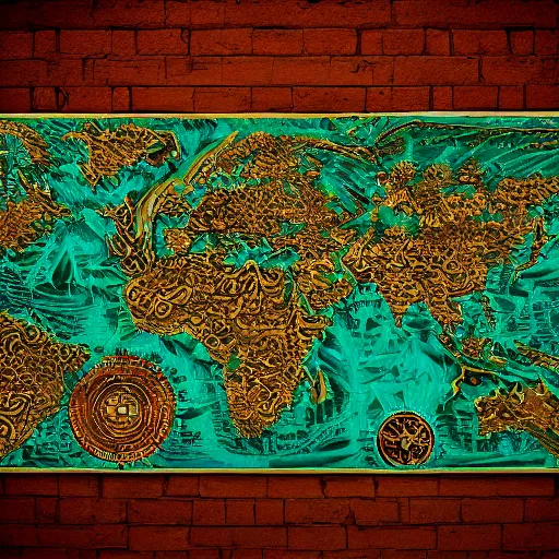 Prompt: an exquisite 3 d map, black and teal paper, intricate, highly detailed, epic, infographic, 4 k