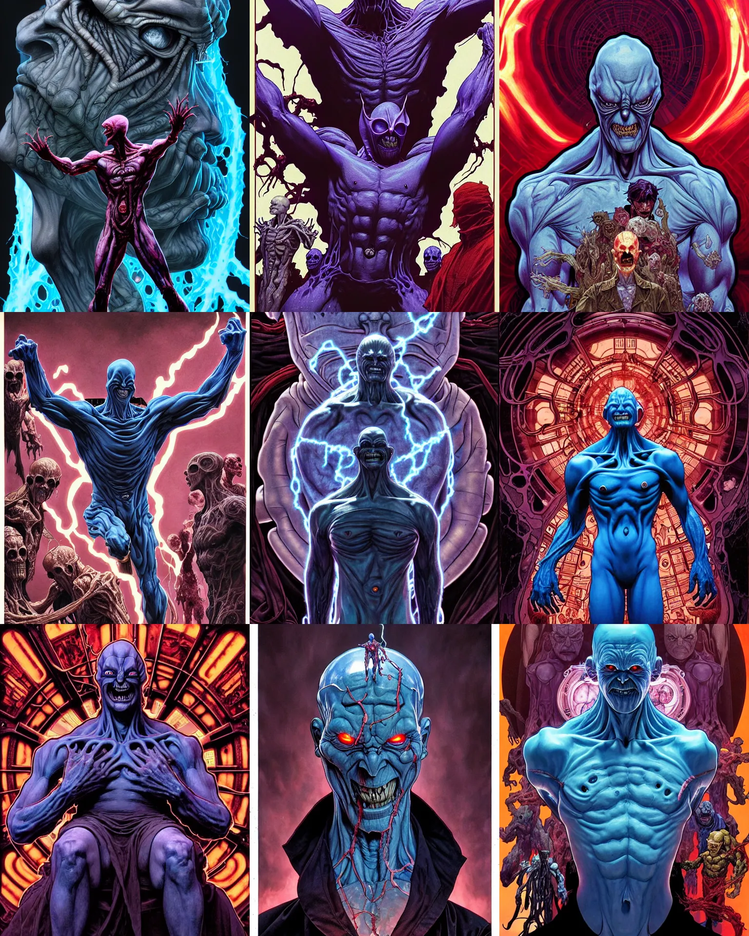 Prompt: the platonic ideal akira of cletus kasady ultimate carnage thanos dementor doctor manhattan chtulu nazgul, detailed, intricate, hyperrealism, intense, scary, decay, dmt, art by brock hofer and artgerm and greg rutkowski and alphonse mucha
