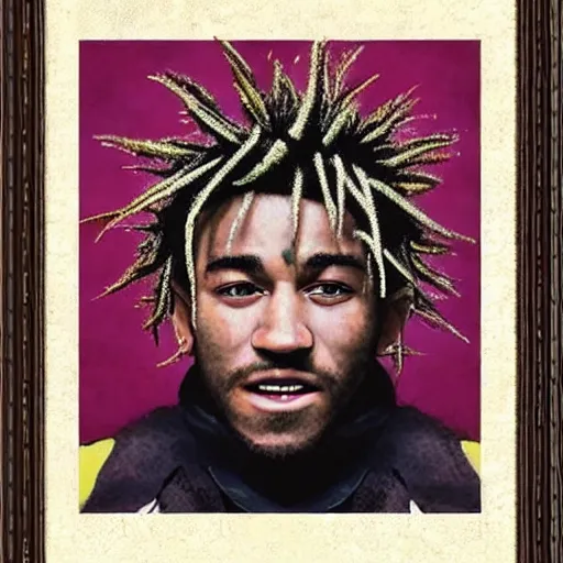 Prompt: Renaissance portrait painting of a punk Lil Uzi Vert with spiked hair, realistic