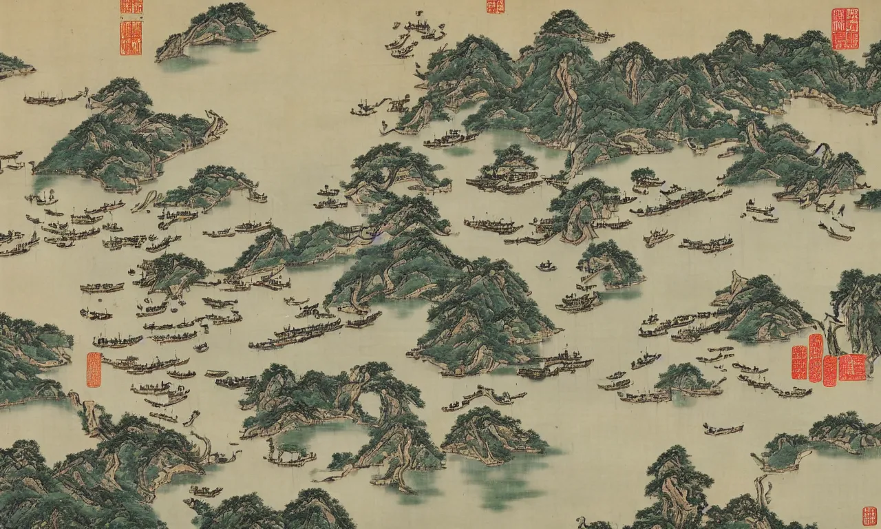 Prompt: Contemporary artwork illustrating the West Lake of Hangzhou during the Tang Dynasty.