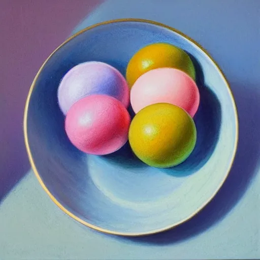 Image similar to perfectly symmetrical pastel spheres, one inside another, pleasing, detailed, oil painting