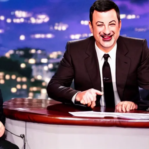 Prompt: Jimmy Kimmel interviewing The Joker, tv show, television