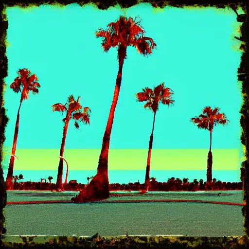 Image similar to Palm tree, glitch art, corrupted