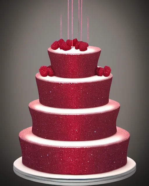 Image similar to elegant porcelain raspberry wedding cake dripping fondant, stylized, sparkling, glitter, gilding, ornate, sylvain sarrailh, artstation