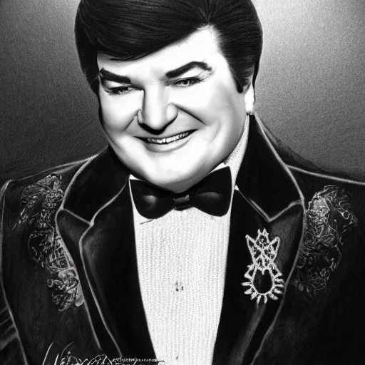 Image similar to pencil illustration of Liberace highly detailed, cinematic,