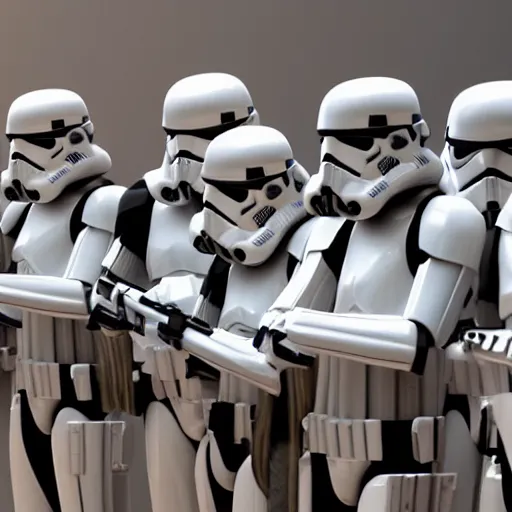 Image similar to 5 foot 7 woman with medium long dirty blonde wavy hair being captured by stormtroopers, highly detailed, high definition, ultra realistic