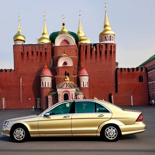 Image similar to gold Mercedes-Benz w220 s500 in Kremlin