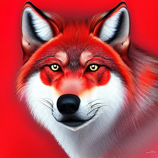 Image similar to a red face wolf, zoomorphism, digital painting, ultra sharp