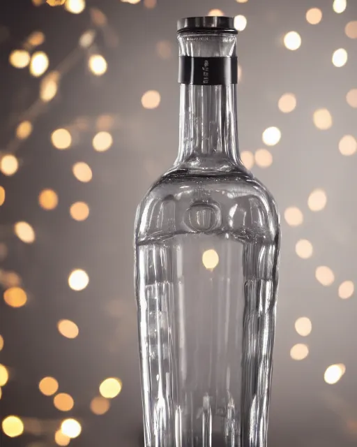 Prompt: A studio portrait a bottle of vodka, highly detailed, bokeh, 90mm, f/1.4