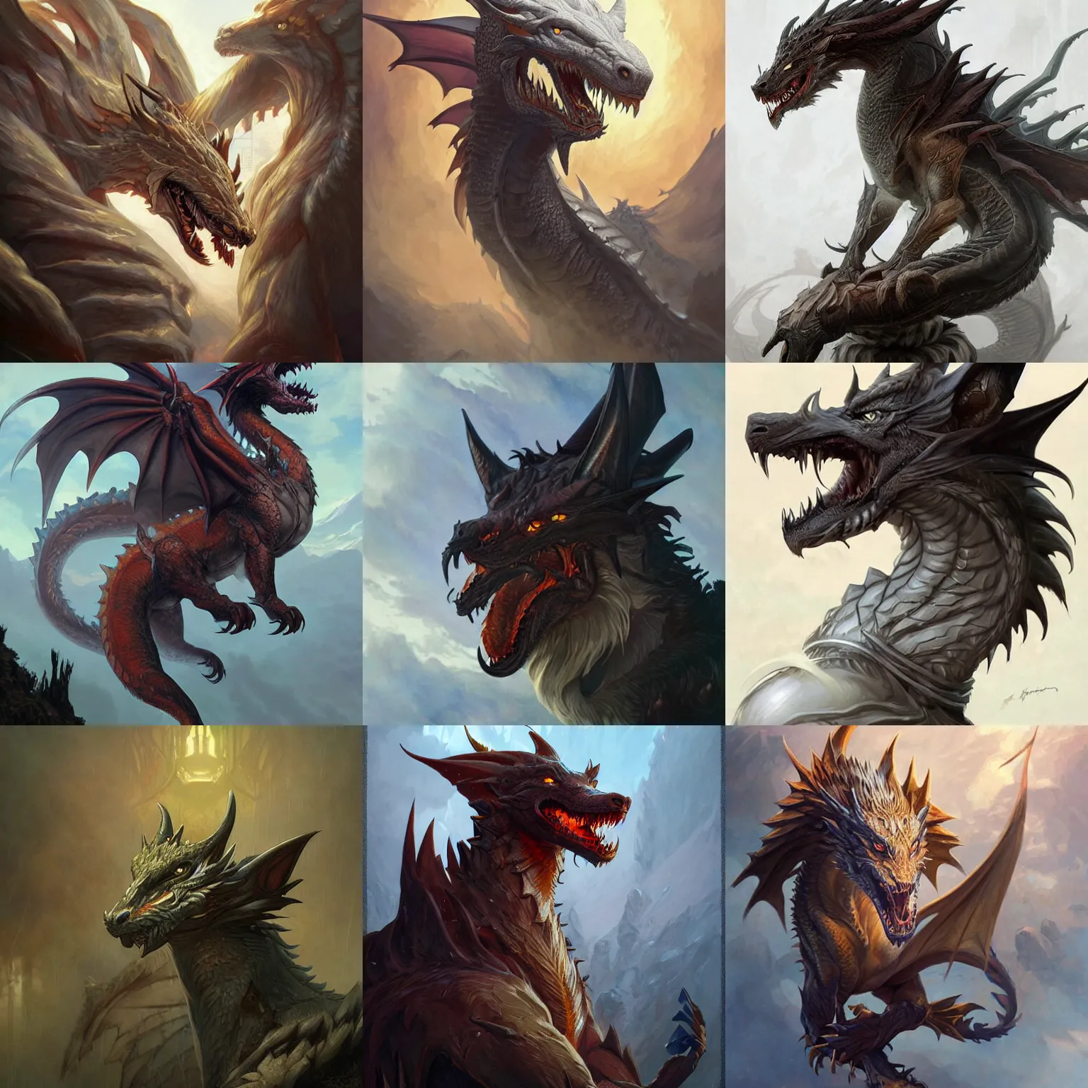 portrait of a dragon-wolf hybrid, monster design, D&D, | Stable ...