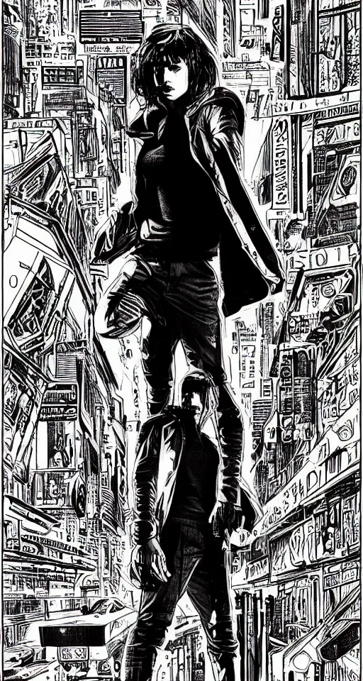 Prompt: full body crowd cypherpunk fashion illustration, portrait, blade runner 2 0 4 9 manual, by steampoweredmikej, by tim bradstreet, inktober, ink drawing, black and white, coloring pages, manga, highly detailed