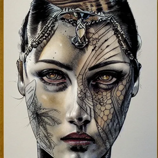 Prompt: a beautiful portrait of a heavily tattooed Roman woman Travis Charest style