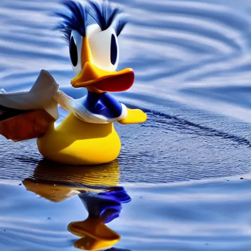 Prompt: Donald duck eating a duck