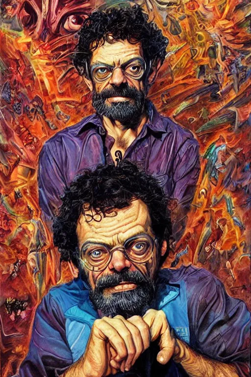 Prompt: an epic joe jusko portrait of terence mckenna