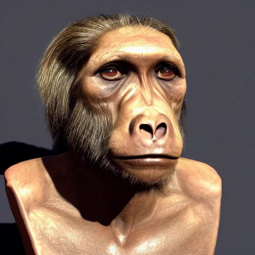 Prompt: forensic reconstruction of homo erectus in the style of man after man