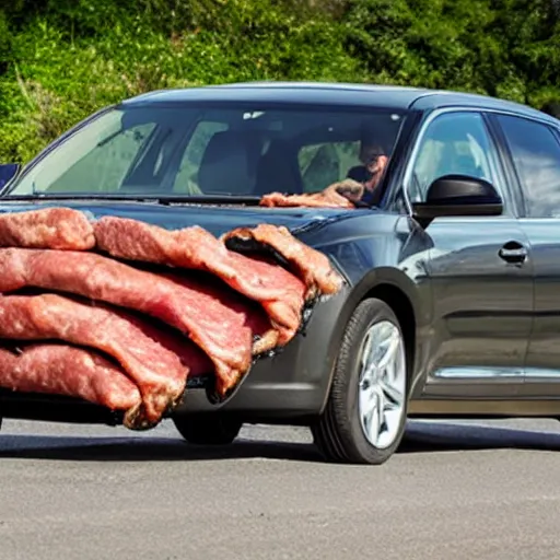 Prompt: a car made of meat and organs