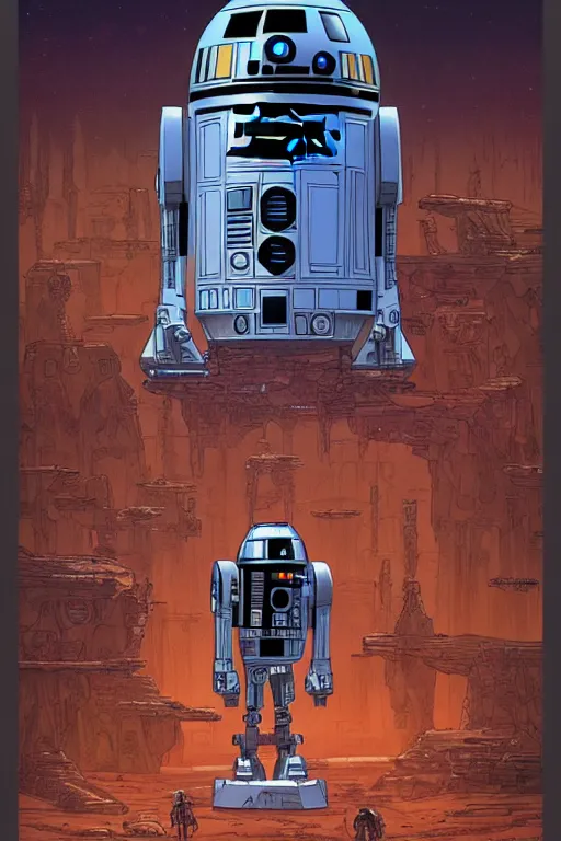 Image similar to star wars droid, Jen Bartel, Dan Mumford, Satoshi Kon, oil on canvas, intricate, 8k highly professionally detailed, HDR, CG Society