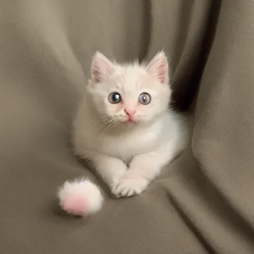 Image similar to a sad looking baby kitten with a huge round belly