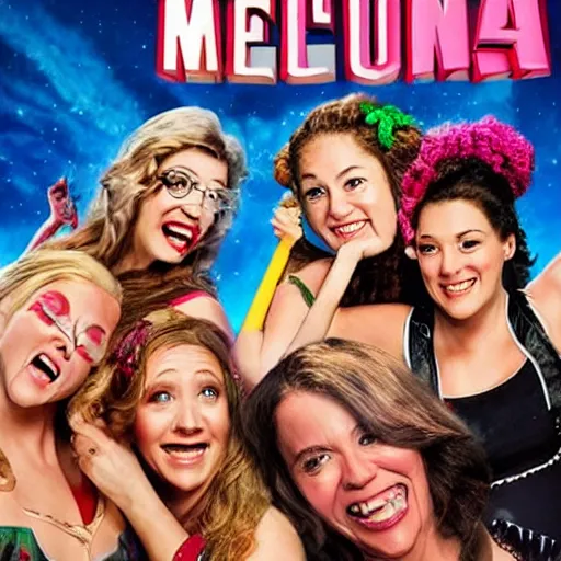 Prompt: photo of a comedy - movie poster with medusa on a girls - trip