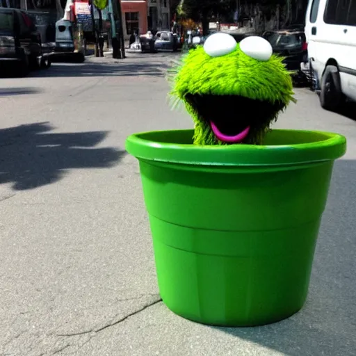 Image similar to oscar the grouch in a really really really really really really good mood