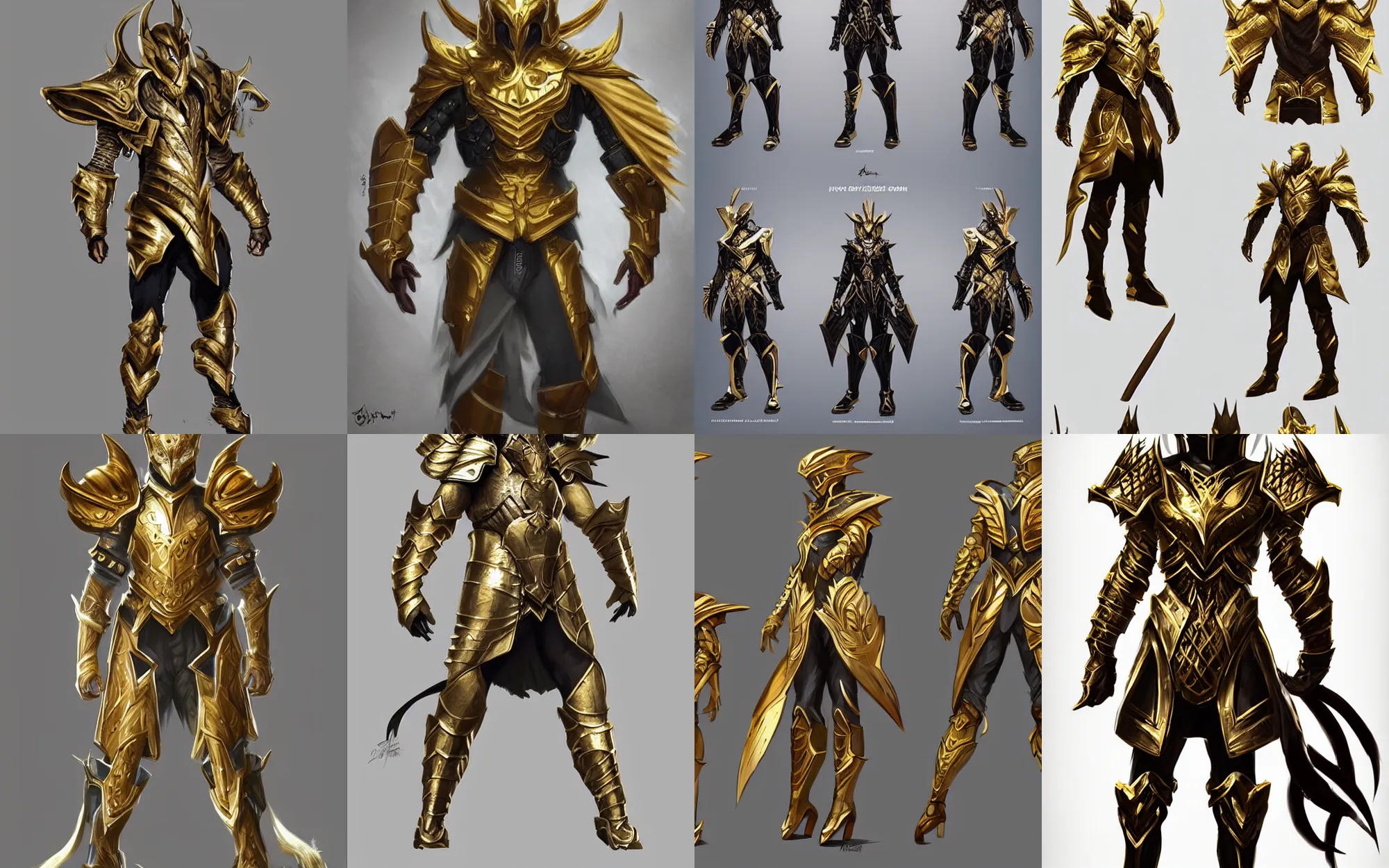 legendary armor, black with gold trim, extremely, Stable Diffusion