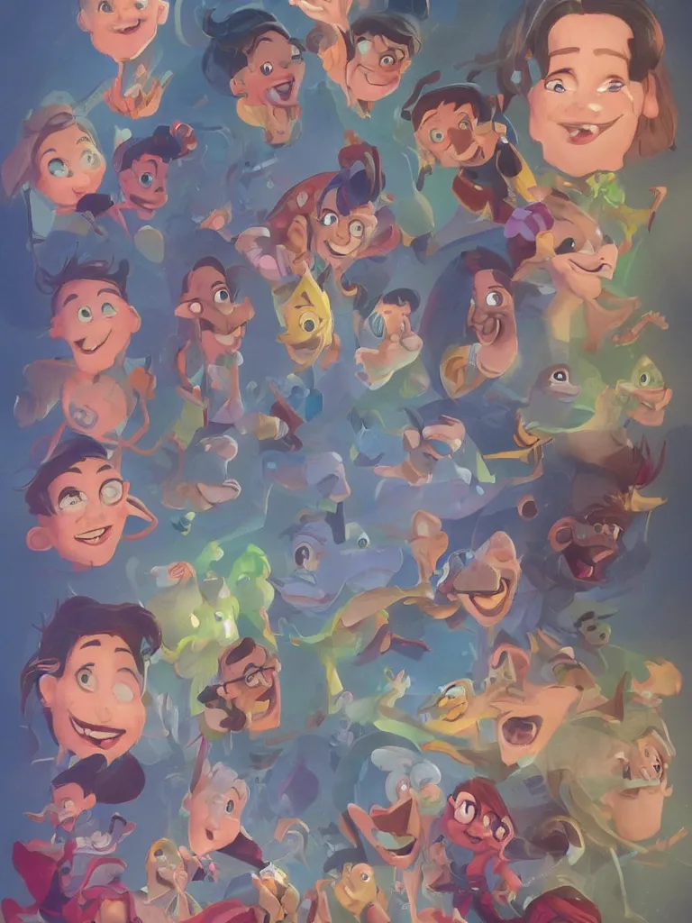 Image similar to happy faces filling the screen, by disney concept artists, blunt borders, rule of thirds, beautiful light