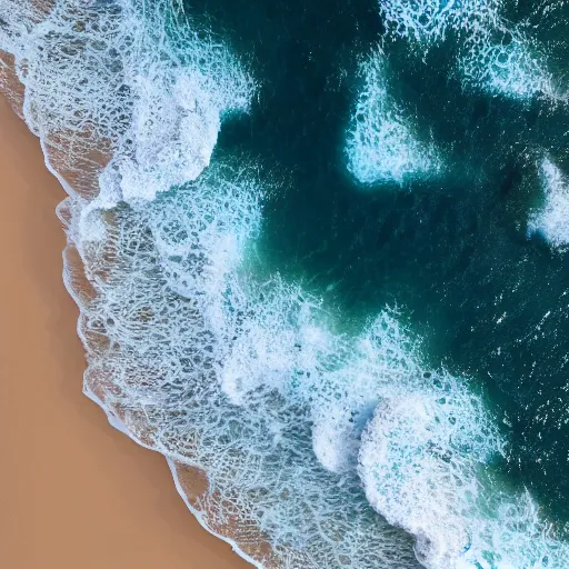 Prompt: birds eye view of the ocean, chrome look, rough texture, HD, octane render