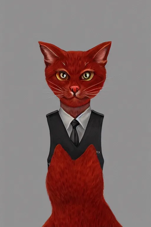 Image similar to Red cat in a nazi uniform, intricate, elegant, highly detailed, digital painting, artstation, concept art, smooth, sharp focus, illustration