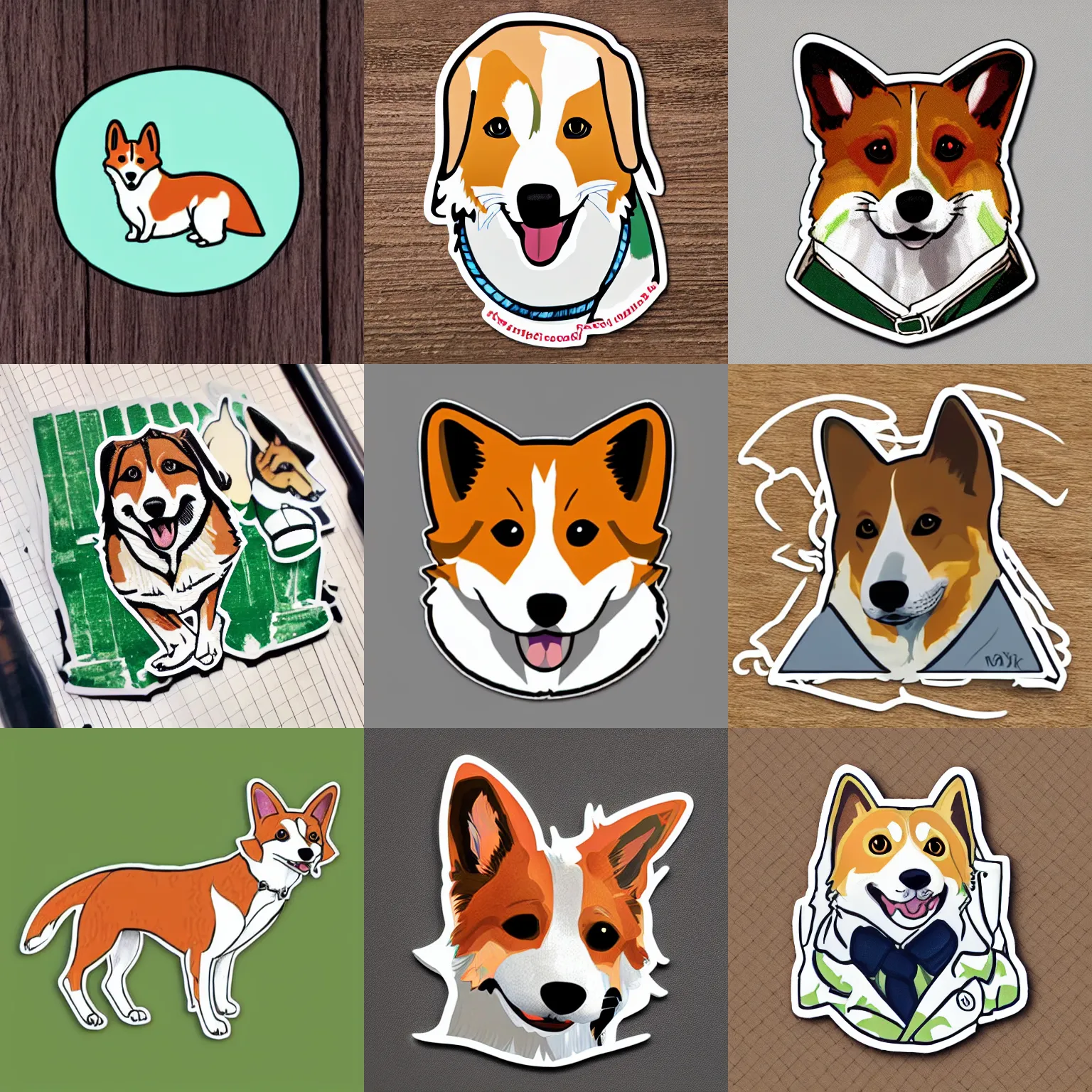 Prompt: foxhound corgi, short hair, sticker design