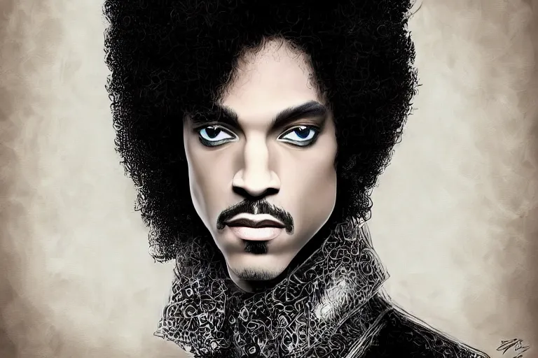 Image similar to beautiful portrait photo of prince, very detailed, digital art